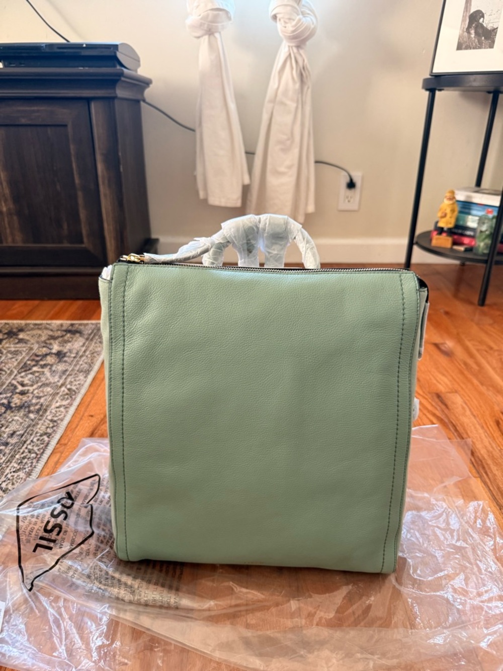 NWT Fossil Parker Leather Convertible Backpack - Sage Green